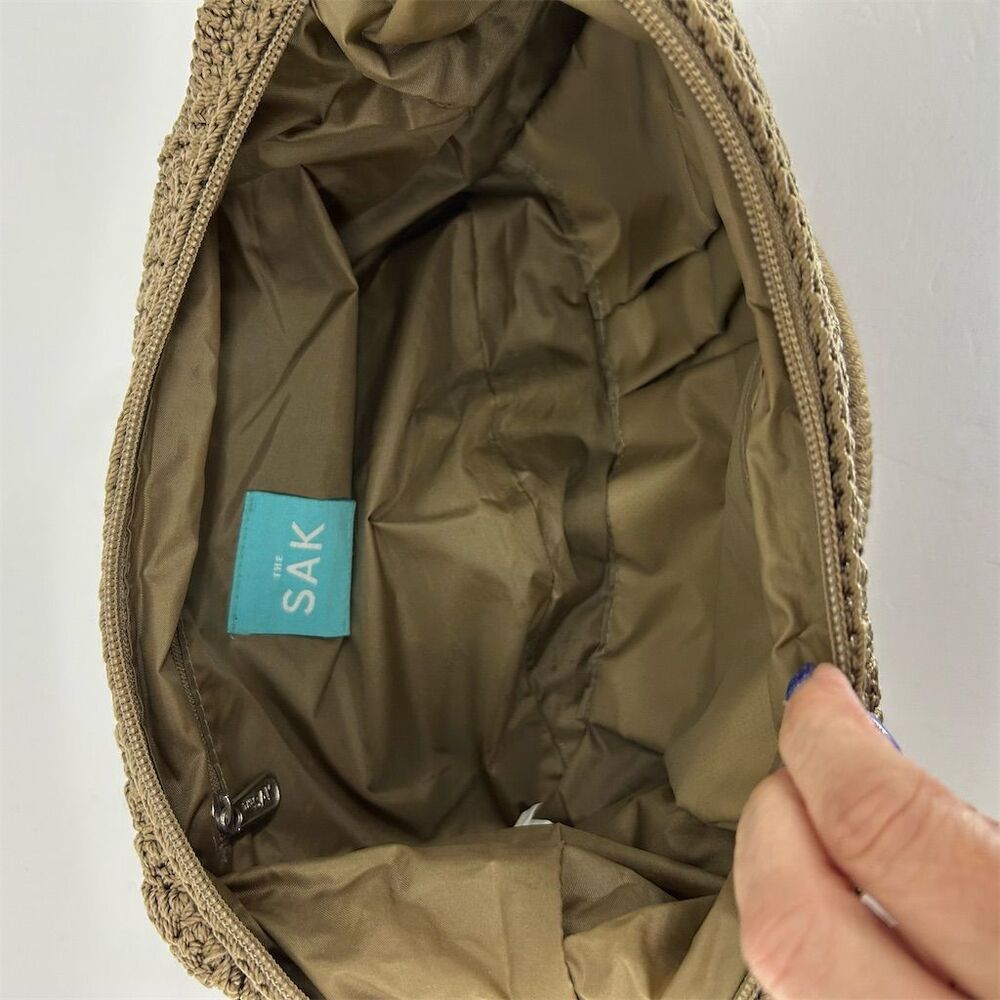 The Sak Women's Brown Crochet Shoulder Bag with Zip Closure EUC Satchel - Picture 8 of 10